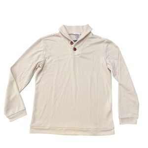 NEW COOFANDY Casual Shawl Collar Pullover‎ Ivory Size Large Sweatshirt Classic